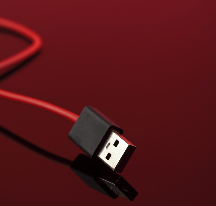 An arty pic of a USB cable.